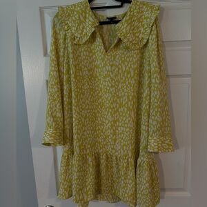 Who What Wear Yellow Patterned Shirt Dress
